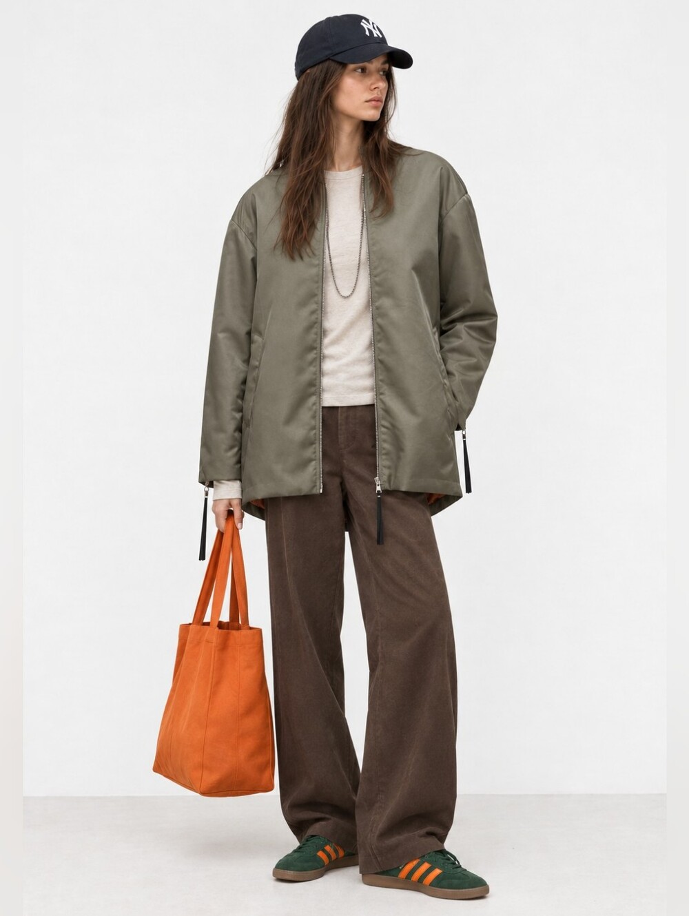 Minimalist Olive Oversized Insulated Jacket